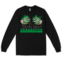Black shake your shamrocks Long Sleeve Tee - CowhideDigitalArt