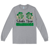 Heather Grey shake your shamrocks Long Sleeve Tee - CowhideDigitalArt