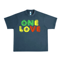 Midnight Navy reggae colors t  shirtone love reggae lovers pattern t  shirt Urban Heavy Tee - linhVisuals