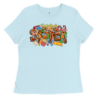 Baby Blue basketball sister Ladies Tee - CowhideDigitalArt