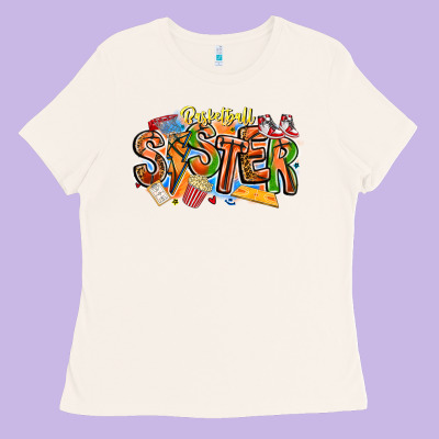Basketball Sister Ladies Tee Designed By Cowhidedigitalart