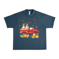 Midnight Navy basenji pumpkin truck fall leaf thanksgiving halloween Urban Heavy Tee - linhVisuals