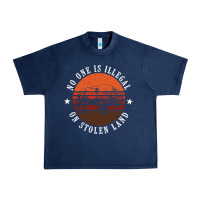 Navy no one is illegal on stolen land 4th of july bison Urban Heavy Tee - linhVisuals