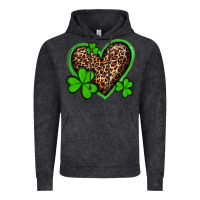 Vintage Black st patricks day leopard heart with shamrocks Vintage Hoodie - Artiststas