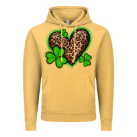 Vintage Mustard st patricks day leopard heart with shamrocks Vintage Hoodie - Artiststas
