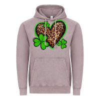 Vintage Zinc st patricks day leopard heart with shamrocks Vintage Hoodie - Artiststas