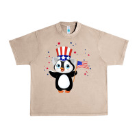 French Oak penguin american 4th of july penguin american flag Urban Heavy Tee - linhVisuals