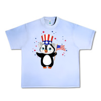 Penguin American 4th Of July Penguin American Flag Urban Heavy Tee | Teevron