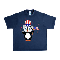 Navy penguin american 4th of july penguin american flag Urban Heavy Tee - linhVisuals