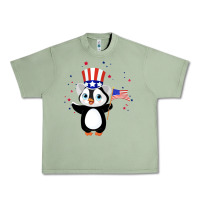 Oil Green penguin american 4th of july penguin american flag Urban Heavy Tee - linhVisuals