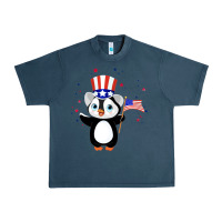Midnight Navy penguin american 4th of july penguin american flag Urban Heavy Tee - linhVisuals