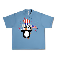 Pebble Blue penguin american 4th of july penguin american flag Urban Heavy Tee - linhVisuals