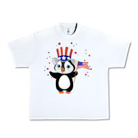 White penguin american 4th of july penguin american flag Urban Heavy Tee - linhVisuals