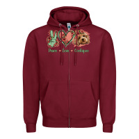 Burgundy Peace Love Cockapoo Zipper Hoodie - Jasminsmagicworld