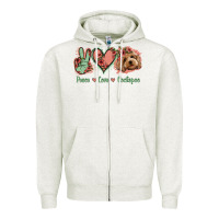 Oatmeal Heather Peace Love Cockapoo Zipper Hoodie - Jasminsmagicworld