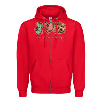 Red Peace Love Cockapoo Zipper Hoodie - Jasminsmagicworld
