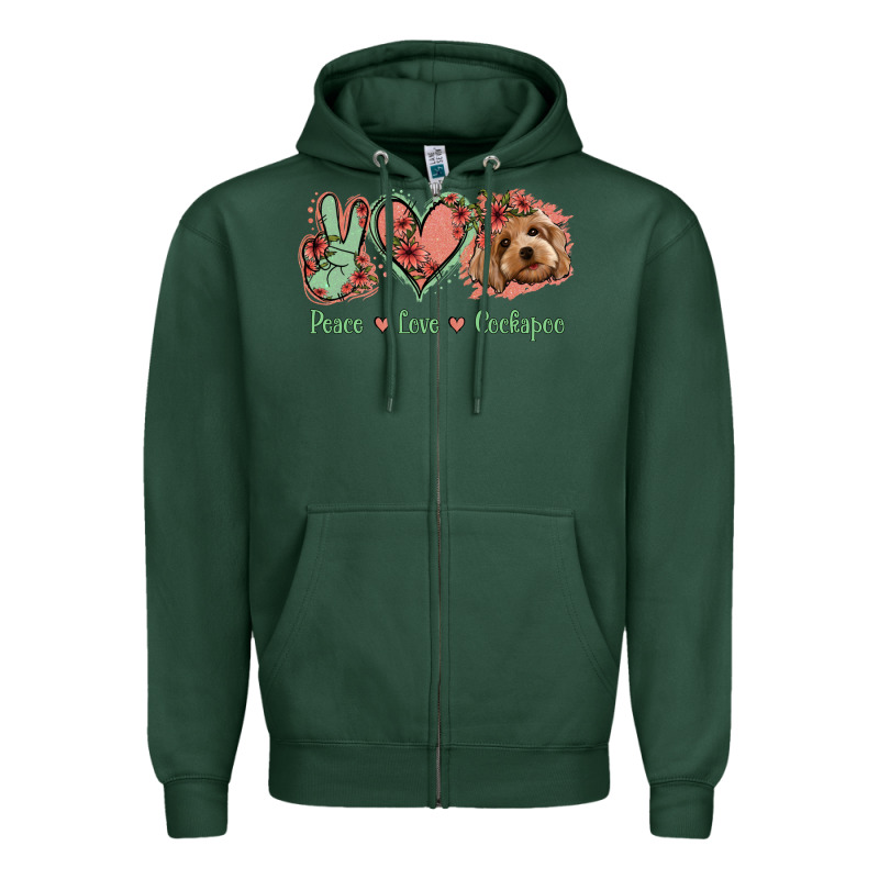 Peace Love Cockapoo Zipper Hoodie by Jasminsmagicworld | Teevron