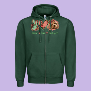 Peace Love Cockapoo Zipper Hoodie Designed By Jasminsmagicworld
