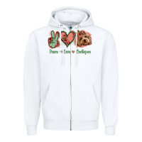 White Peace Love Cockapoo Zipper Hoodie - Jasminsmagicworld
