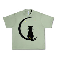 Oil Green womens double moon cat Urban Heavy Tee - linhVisuals