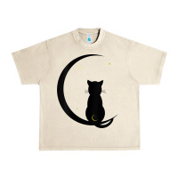 Sandshell womens double moon cat Urban Heavy Tee - linhVisuals