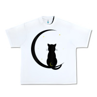 Womens Double Moon Cat Urban Heavy Tee | Teevron