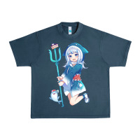 Midnight Navy Gawr Gura Urban Heavy Tee - linhVisuals