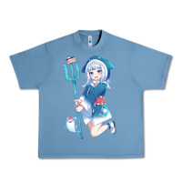 Pebble Blue Gawr Gura Urban Heavy Tee - linhVisuals