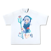 White Gawr Gura Urban Heavy Tee - linhVisuals