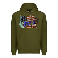 Army Green usa  statue of liberty Premium Hoodie - BarkalooDesign
