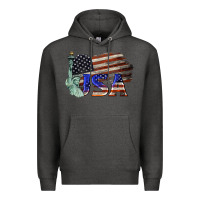 Charcoal Heather usa  statue of liberty Premium Hoodie - BarkalooDesign