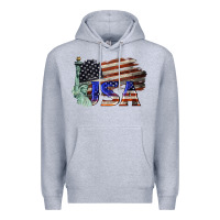 Heather Grey usa  statue of liberty Premium Hoodie - BarkalooDesign