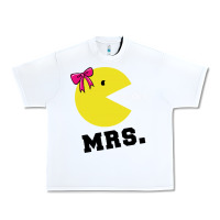 White Mrs Pacman Urban Heavy Tee - linhVisuals