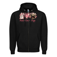 Black Peace Love Pugs Zipper Hoodie - Jasminsmagicworld