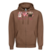 Chestnut Peace Love Pugs Zipper Hoodie - Jasminsmagicworld