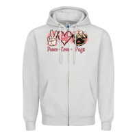 Dove Grey Peace Love Pugs Zipper Hoodie - Jasminsmagicworld
