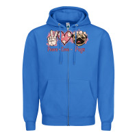 True Royal Peace Love Pugs Zipper Hoodie - Jasminsmagicworld