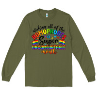 Army Green wishing all of the homophobes uncomfortable month Long Sleeve Tee - Artiststas