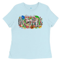 Baby Blue baseball brother Ladies Tee - CowhideDigitalArt