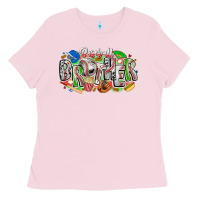 Bubblegum Pink baseball brother Ladies Tee - CowhideDigitalArt