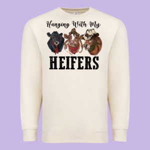 Hanging With My Heifers Premium Sweatshirt Designed By Ranaportraitstore
