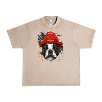 Boston Terrier Firefighter Boston Terrier Dog Lover Premium Urban Heavy Tee | Teevron