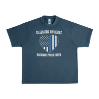 National Police Week Shirt Vintage Blue Line American Flag Urban Heavy Tee | Teevron