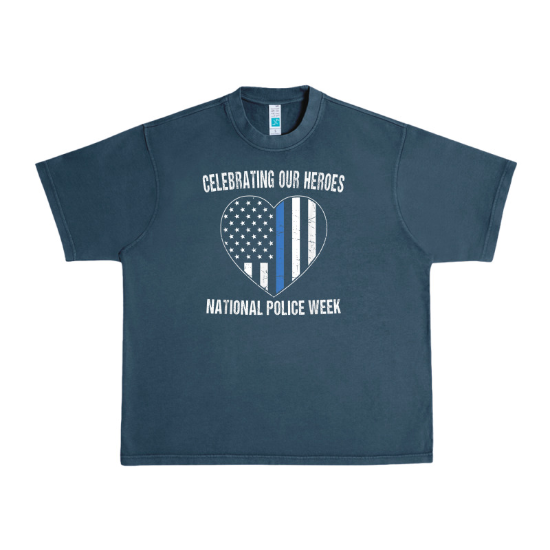 National Police Week Shirt Vintage Blue Line American Flag Urban Heavy Tee by linhVisuals | Teevron