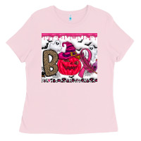 Bubblegum Pink Boo october Ladies Tee - CowhideDigitalArt