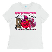 White Boo october Ladies Tee - CowhideDigitalArt