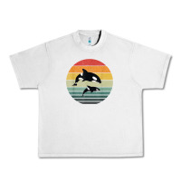Lunar Rock orca family vintage retro art, killer whale family Urban Heavy Tee - linhVisuals