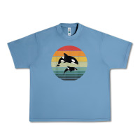 Pebble Blue orca family vintage retro art, killer whale family Urban Heavy Tee - linhVisuals