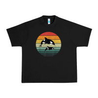 Black orca family vintage retro art, killer whale family Urban Heavy Tee - linhVisuals
