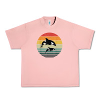 Salmon orca family vintage retro art, killer whale family Urban Heavy Tee - linhVisuals